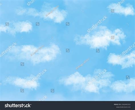 Clip Art Blue Sky Fluffy Clouds Stock Illustration 2162441551