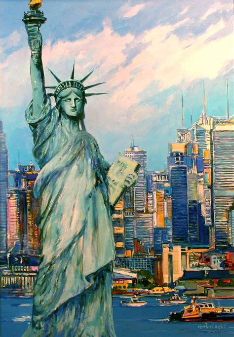 New York Statue Of Liberty Painting By Piotr Rembielinski Saatchi Art