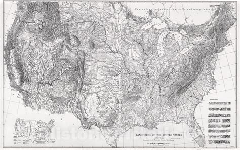Historic Map United States Physical Landforms Raisz 1957