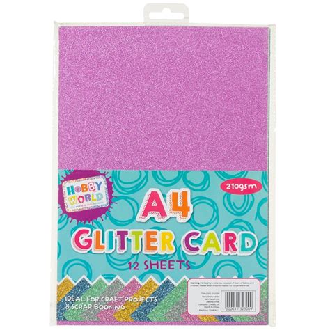 Hobby World A4 Glitter Card 12pk Arts And Crafts Bandm