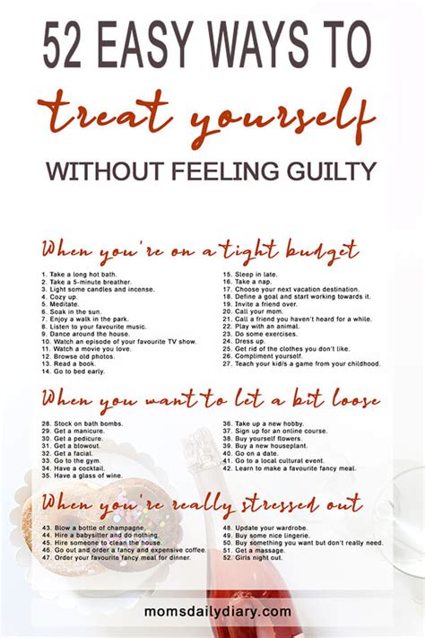 52 Easy Ways To Treat Yourself Without Feeling Guilty Moms Daily Diary