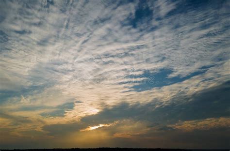 Colorful Dramatic Sunrise With Clouds Sky Bright Horizon Burning Skies