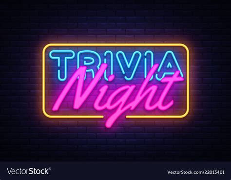 Trivia Night Neon Sign Quiz Time Design Royalty Free Vector