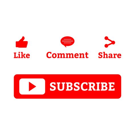 Red Subscribe Button And Social Media Icons On A Transparent Background