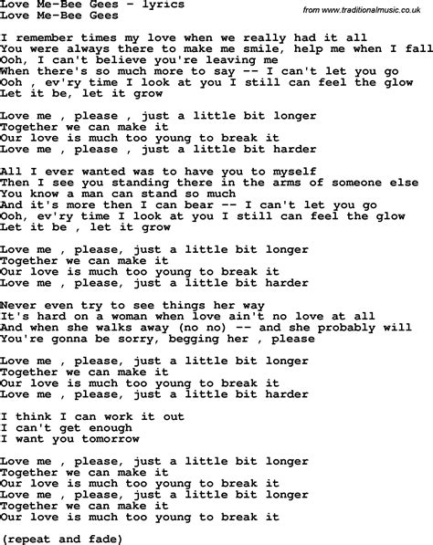 Love Song Lyrics Forlove Me Bee Gees