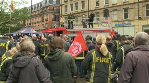 Firefighters Sheffield Town Hall Protest Over Cuts To Crews Bbc News