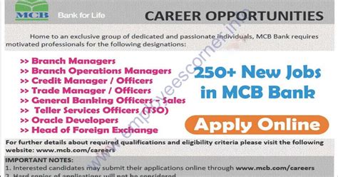 Apply or enroll for u.s. 250+ Bank Jobs in Pakistan MCB Bank Jobs 2016 Latest Apply ...