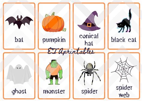 Printable Halloween Flashcards Esl Primaryelementary Etsy