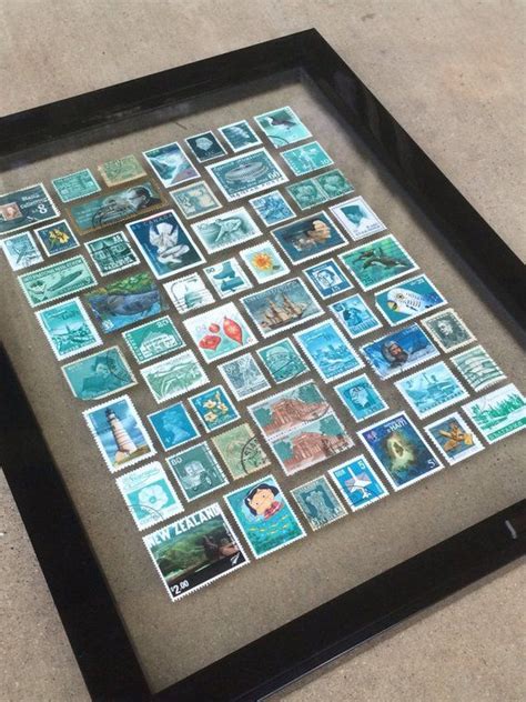 Postage Stamp Wall Art Turquoise Unique T Etsy Stamp Collection