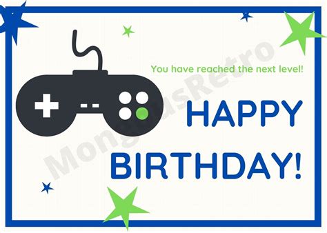 Gamer Birthday Card Digital Download You Have Reached The Next Level