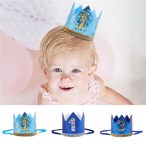 Lovely Kids First Birthday Hat Girl Gold Pink Children Priness Crown