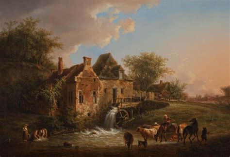 Landscape With Water Mill Painting Henri Van Assche Oil Paintings