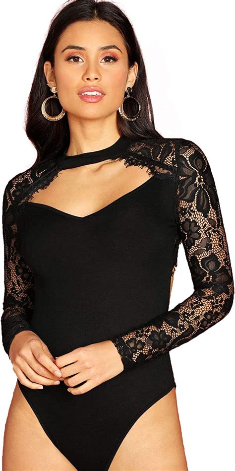 didk women s elegant long sleeve bodysuit with lace sleeves bodysuits top blouse body women s