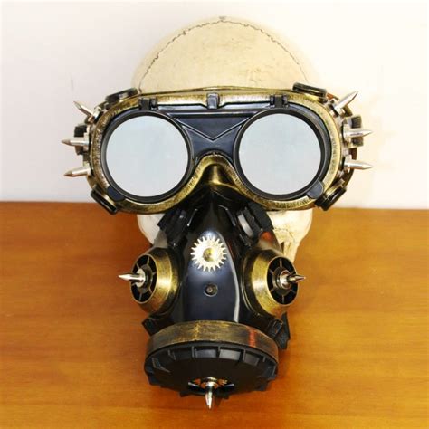 Hibiretro Steampunk Metal Gas Mask With Goggles Full Face