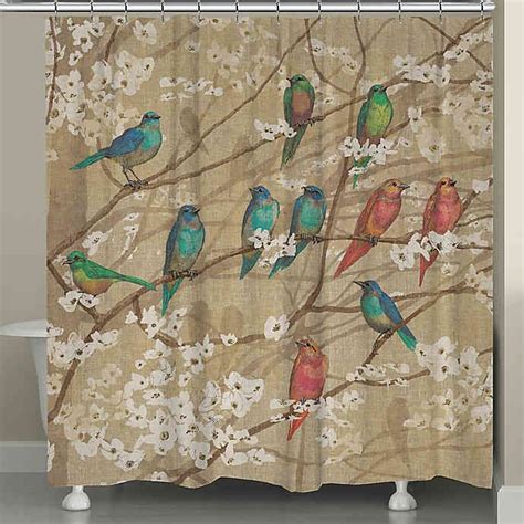 Laural Home Birds And Blossoms Shower Curtain Bed Bath And Beyond Curtains Curtain