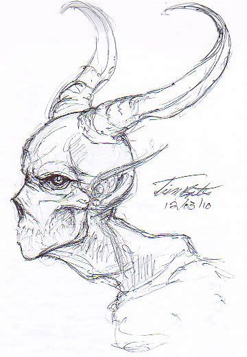 Demon Profile Sketch By Demented Beholder Sanat Karalama Defteri