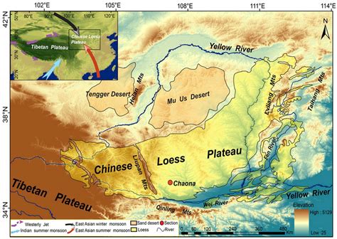 Map Showing The Physical Geography Of The Chinese Loess Plateau And