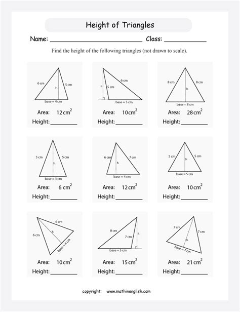 Area And Perimeter Of A Triangle Worksheets