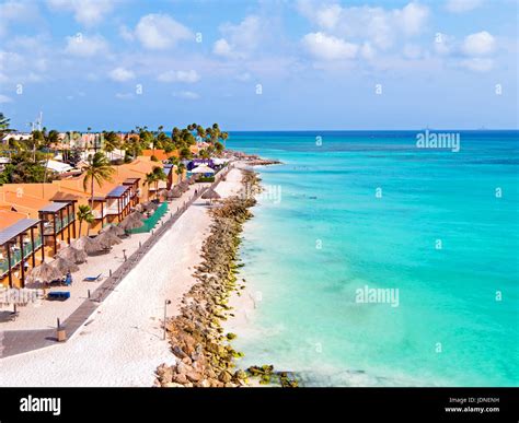 Aerial From Druif Beach On Aruba Island In The Caribbean Stock Photo
