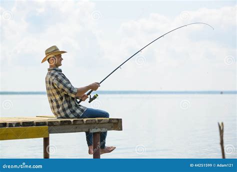 Summer Fishing Stock Image Image Of Reeling Pond Hobby 44251599