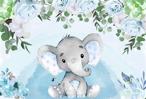 Photography Background Blue Flowers Boy Elephant Baby