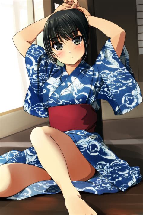 Matsunaga Kouyou Original Highres 1girl Bare Legs Black Eyes Black Hair Blush Japanese