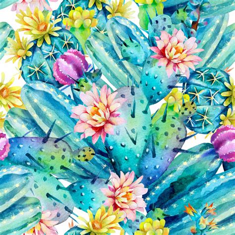 Bright Watercolor Cactus Wallpaper Uniqstiq