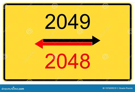 20492048 New Year 20492048 New Year On A Yellow Road Billboard Stock