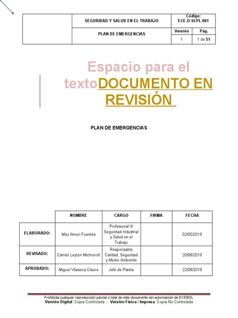 Plan De Emergencias Ecebol Oruro Pdf Radiación Ionizante Emergencia