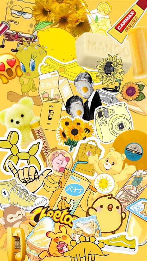 Download Clutter Cute Yellow Aesthetic Wallpaper