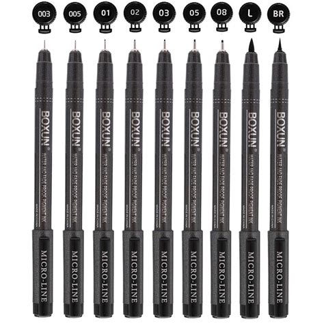 Buy Professional Black Fineliner Pens Ink Drawing Pens Set Of 9