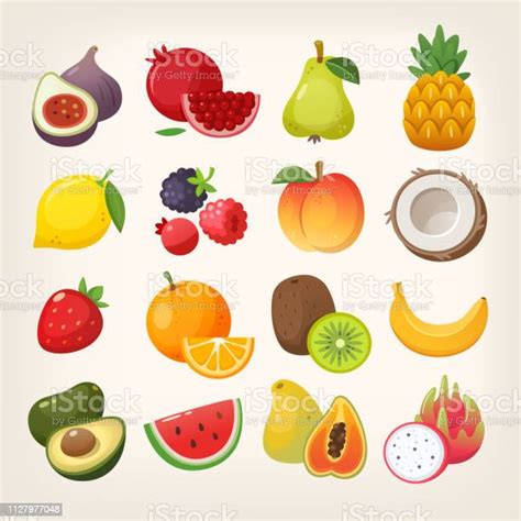 Ensemble Dicônes De Fruits Collection Dimages Vectorielles Coloré