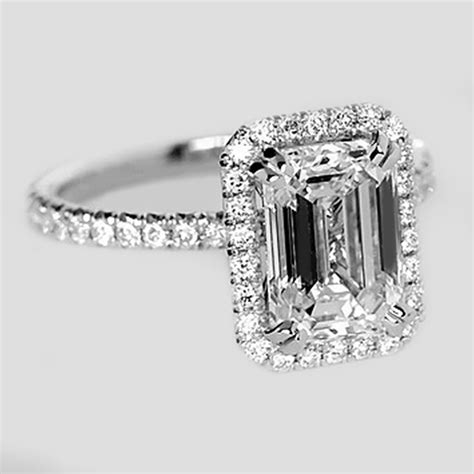 150 Carat Gia Certified F Vvs1 Emerald Cut Halo Diamond Engagement