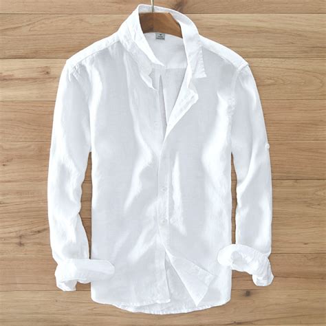 2017 Sumner Mens 100 Linen Shirts Long Sleeve Casual Shirt Solid Thin
