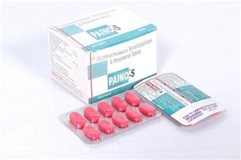 Diclofenac Potassium Serratiopeptidase And Paracetamol Painkiller Tablet Age Group Adult At