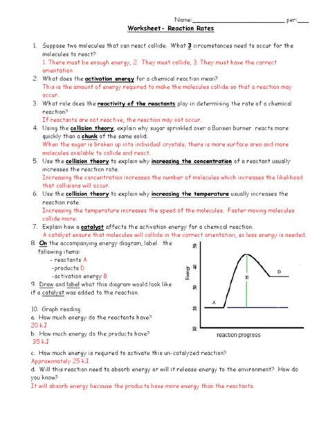 Collision theory gizmo answer key. Answers Rates of Reaction