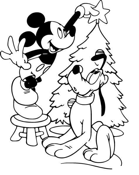 Libro Para Colorear De Mickey Mouse Pluto Y La Navidad Imprimible Y En