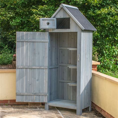 Wooden Outdoor Garden Shed Storage Cupboard Apex Roof Tool Cabinet