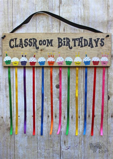 Birthday Calendar Birthday Chart Cupcakes Classroom Decor Etsy