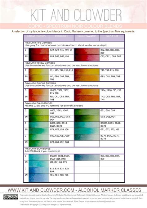 Spectrum Noir Color Chart Printable