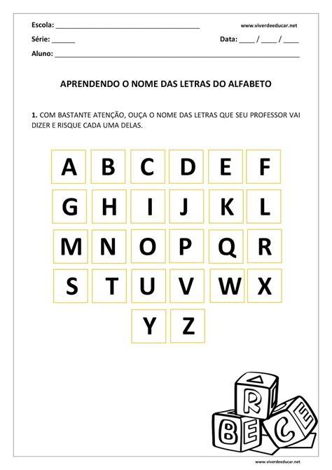 Atividade Para Conhecer Nome Das Letras Do Alfabeto 1º Ano Do Fundamental