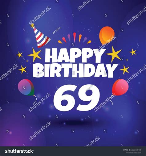 Happy 69th Birthday Hand Drawn Vector Stock Vector Royalty Free