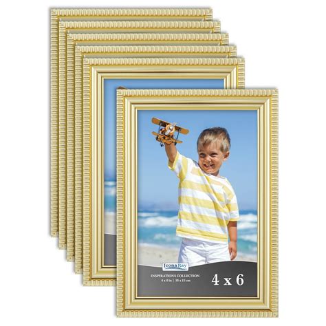 Icona Bay 4x6 Gold Picture Frames Shabby Chic Style 6 Pack