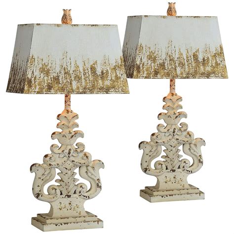 Forty West Lincoln Distressed White Table Lamps Set Of 2 494p0