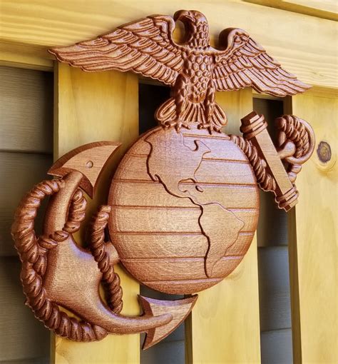 Usmc Eagle Globe And Anchor Ega Cnc Carved 3d Wood Carving Etsy