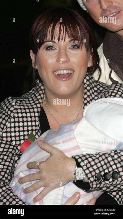 Showbiz Actress Celebrity Eastenders Holding Baby Celebrating Jessie Wallace Hi Res Stock