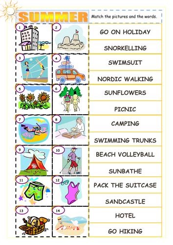 Summer Vocabulary By Evaszucs Uk Teaching Resources Tes