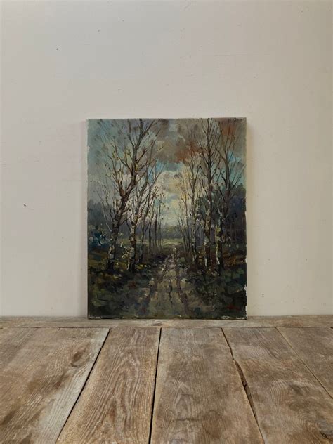 Moody Forest Path Oil Painting Dark Forest Oil Painting Etsy