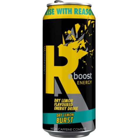 Reboost Carbonated Energy Drink Dry Lemon Flavoured 500ml Superb Hyper