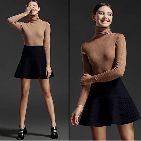 Hot Sale 2015 Autumn And Winter Flower Collar Tight Woman Sweater Turtleneck Pullover Elastic